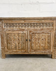 Kediri White Wash Carved Teak Vanity - 120cm Length