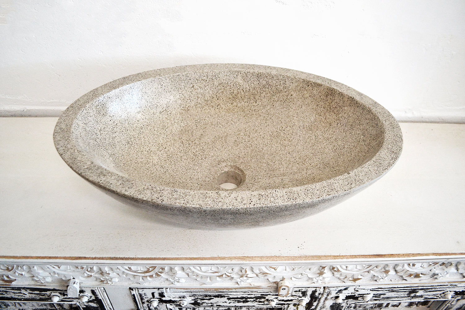 Concrete terrazzo stone basin – oval – Paradise Living Co.