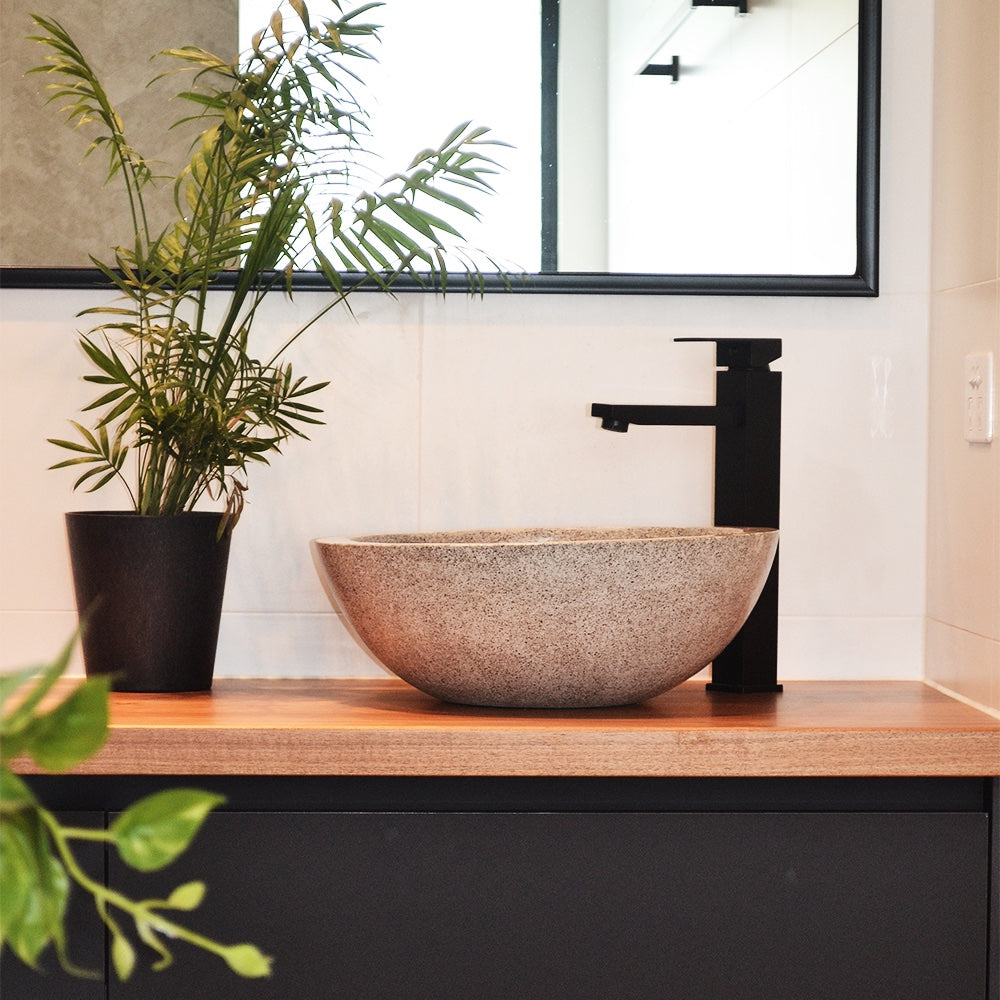 Concrete terrazzo stone basin – round – Paradise Living Co.