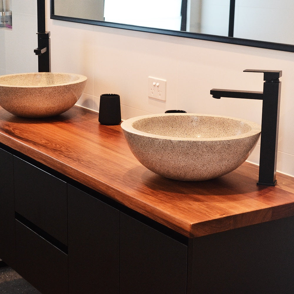 Concrete terrazzo stone basin – round – Paradise Living Co.