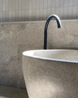 Freestanding Oval Terrazzo Stone Bath 1500mm – Light Grey | Handmade