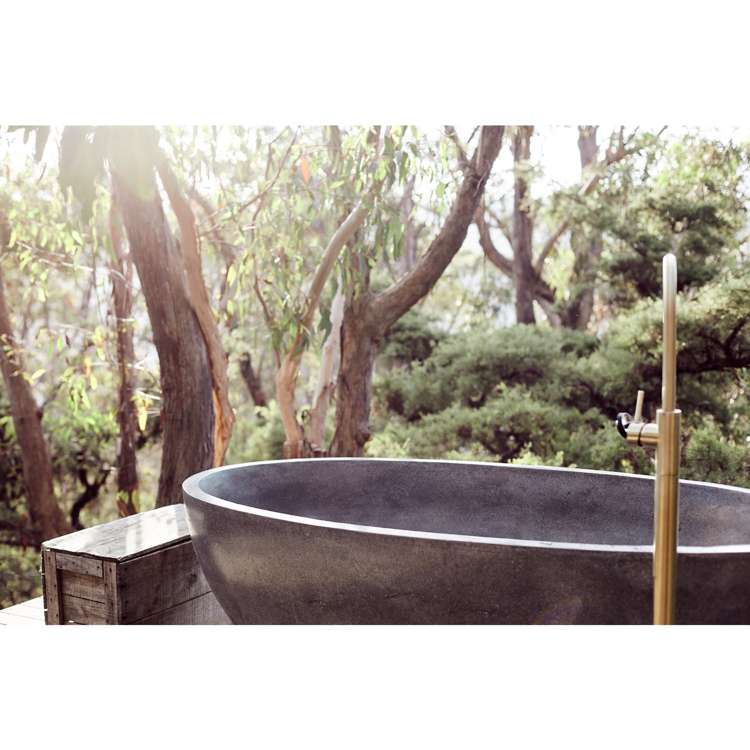 Freestanding Oval Terrazzo Stone Bath 1750mm – Concrete Grey | Handmade