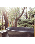 Freestanding Oval Terrazzo Stone Bath 1750mm – Concrete Grey | Handmade