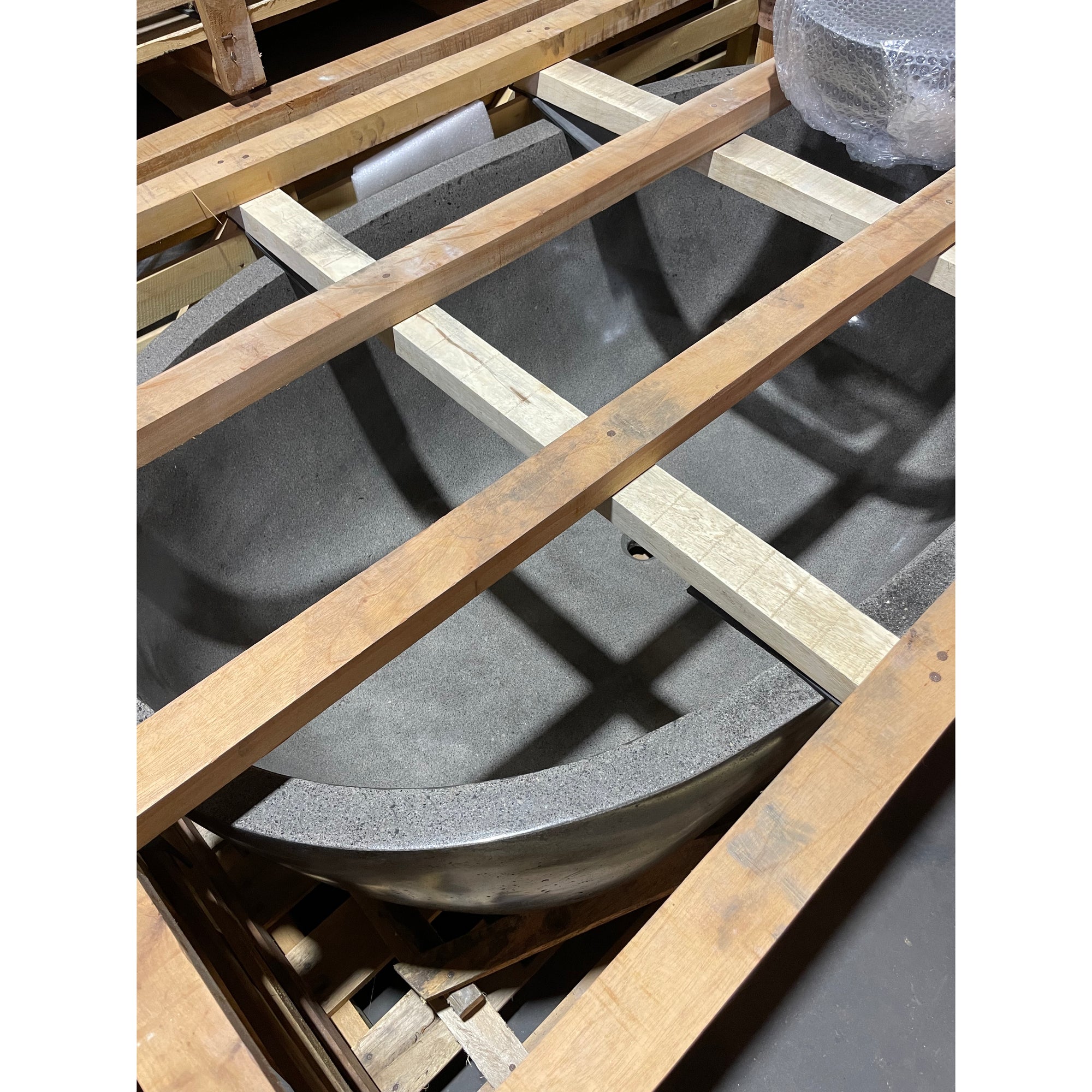Freestanding Oval Terrazzo Stone Bath 1500mm – Concrete Grey | Handmade