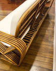 Midcentury Six Strand Rattan 3 Seater Lounger - Caramel | Made to Order
