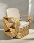 Natural Midcentury Six Strand Rattan Arm Chair