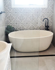 Freestanding Oval Terrazzo Stone Bath 1500mm – Sandy White | Handmade