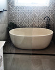 Freestanding Oval Terrazzo Stone Bath 1500mm – Sandy White | Handmade