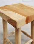 Square Cabana Rustic Teak Stool 45cm | Made To Order