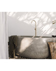 Freestanding Oval Terrazzo Stone Bath 1500mm – Light Grey | Handmade