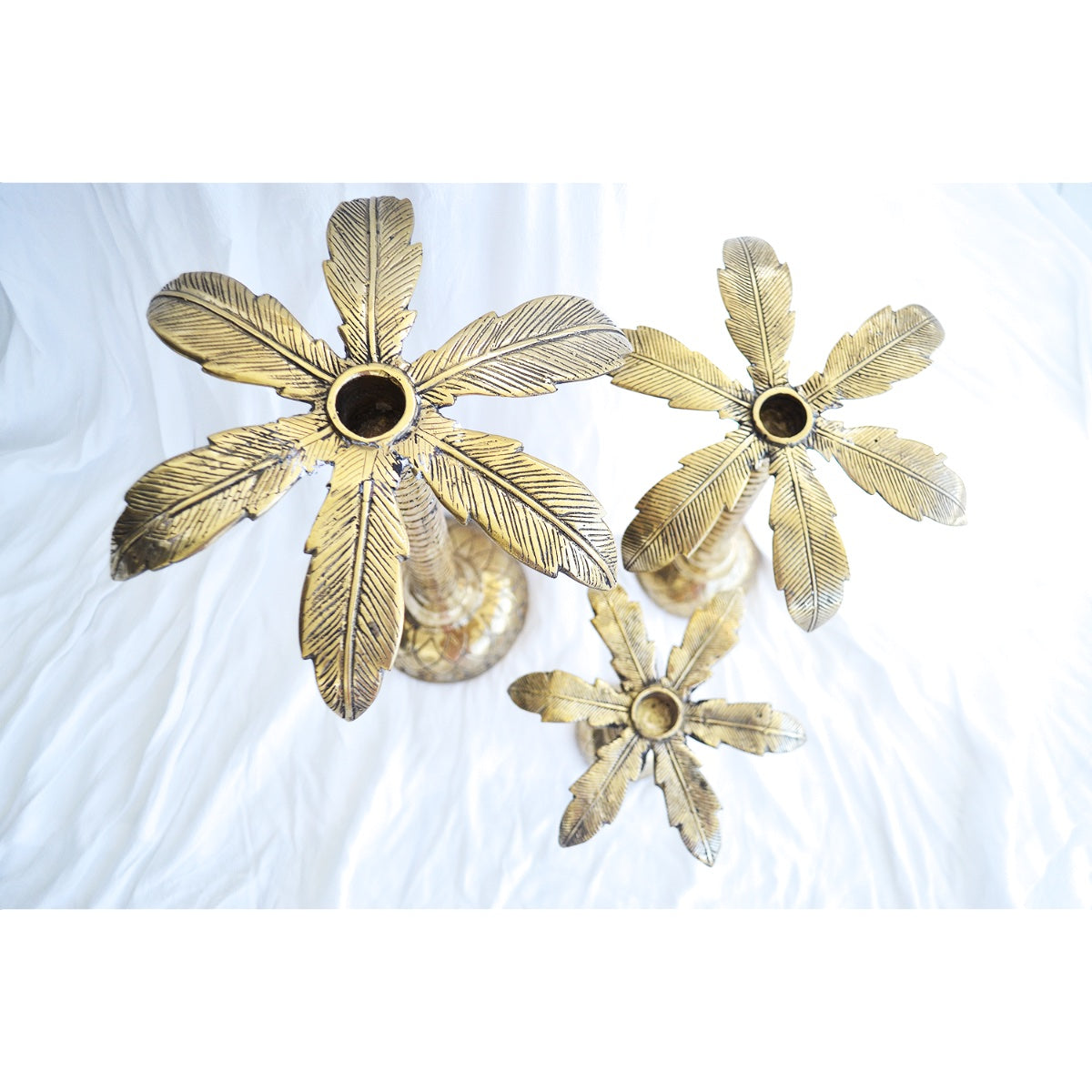 Small Palm Tree Brass Candleholder