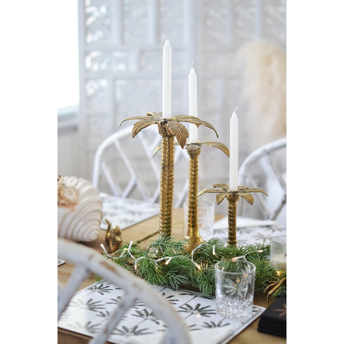 Small Palm Tree Brass Candleholder