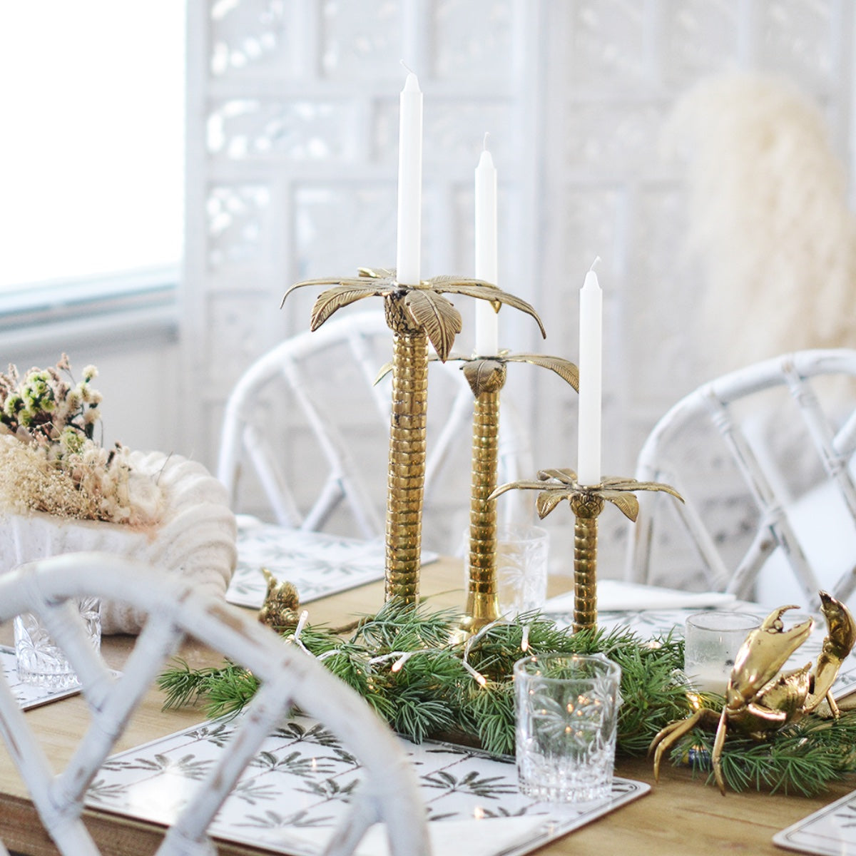 Small Palm Tree Brass Candleholder