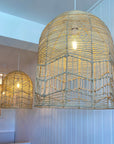 Large Zig Zag Rattan Pendant
